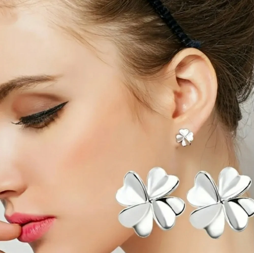 Four Leaf Clover Silver Earrings